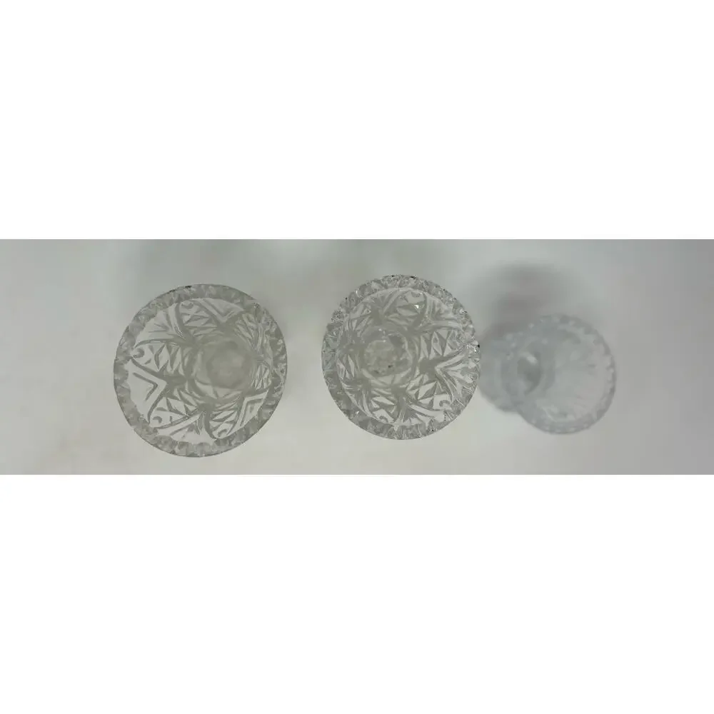 Clear Crystal Thumbprint Vintage Sawtooth Edge Vase‎ 3 3/4